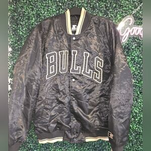 MINT Starter Chicago Bulls Black Label Jacket Gold XL NBA Bomber Coat